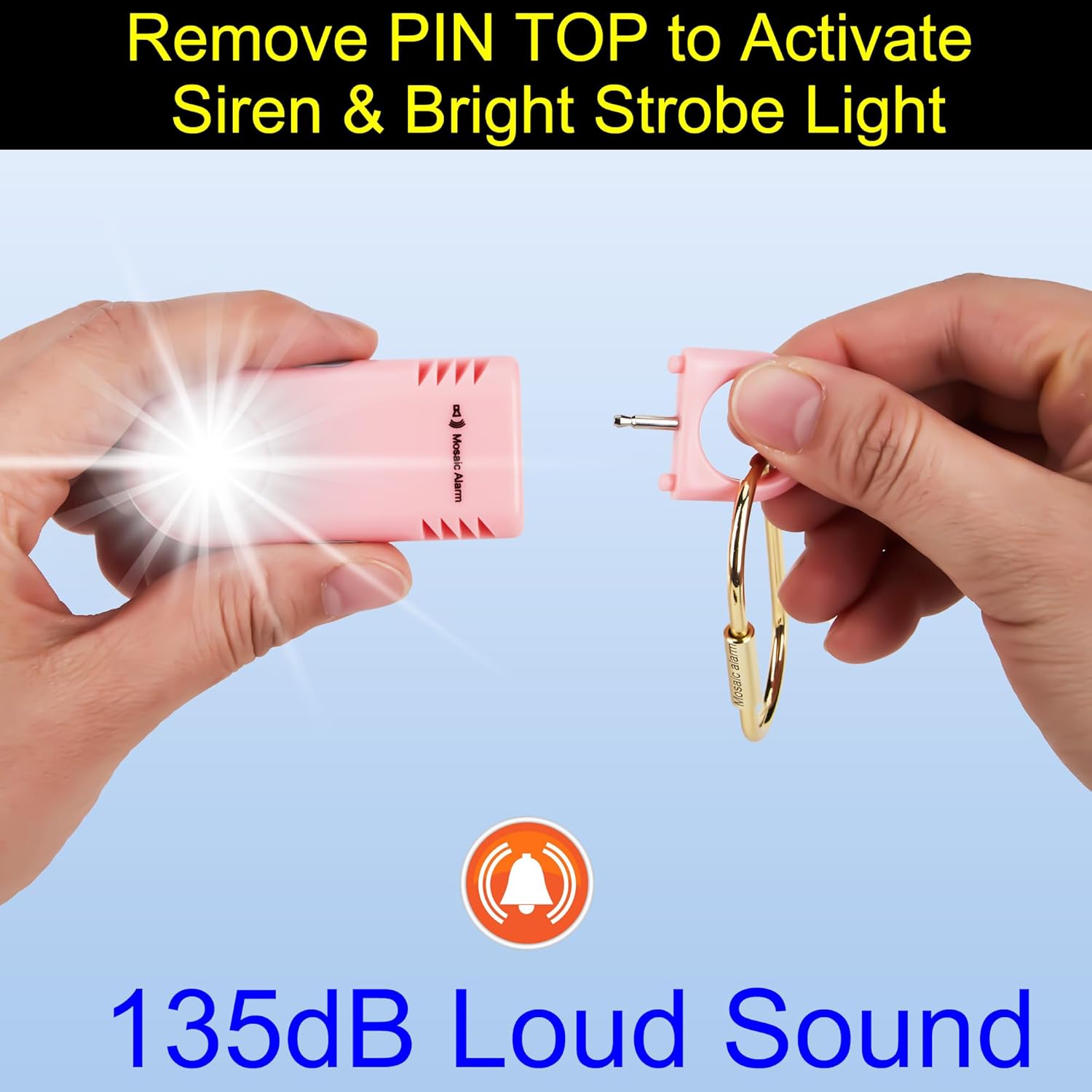 135dB Personal Safety Alarm Keychain with Flashlight