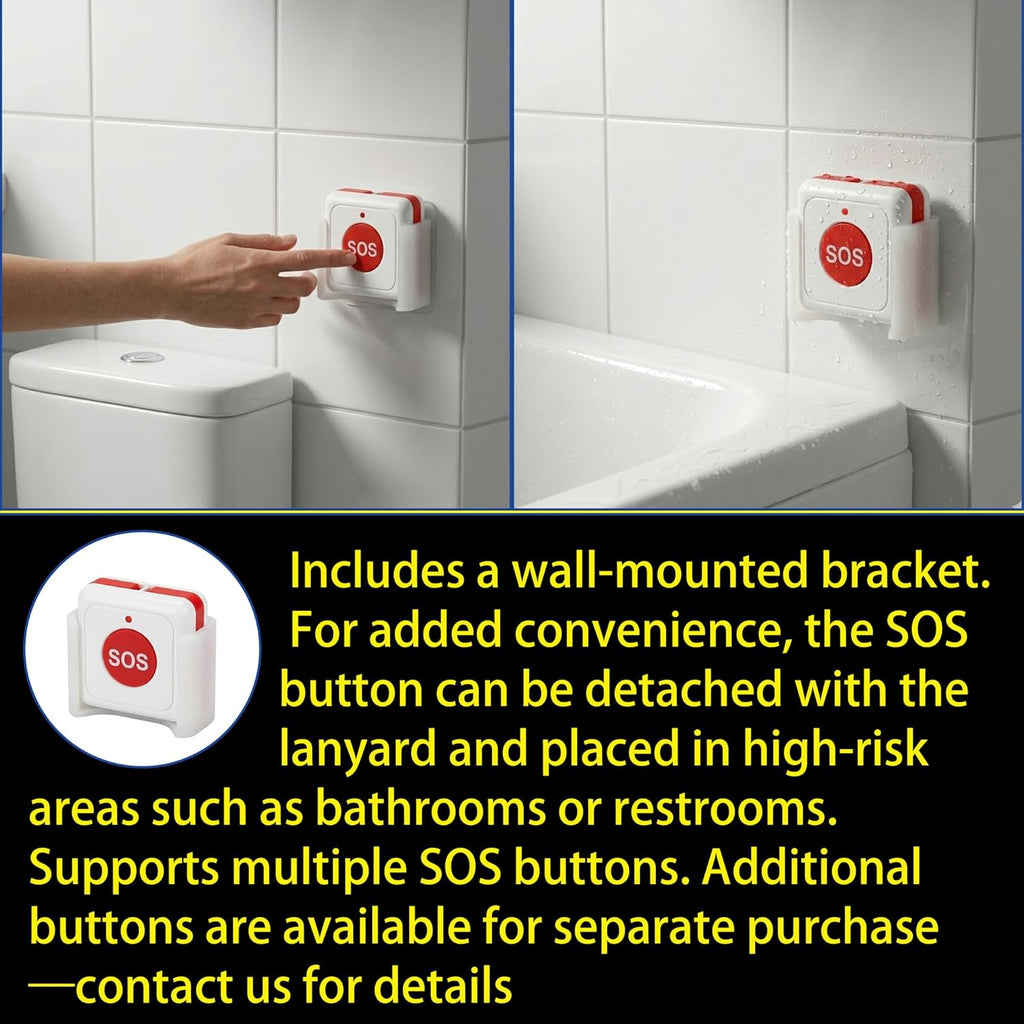 4G LTE LifeAlert System for Seniors - No Monthly Fee | Wireless Emergency Call Button with LCD Receiver, Waterproof Wristband, Call Button, Door Alarm