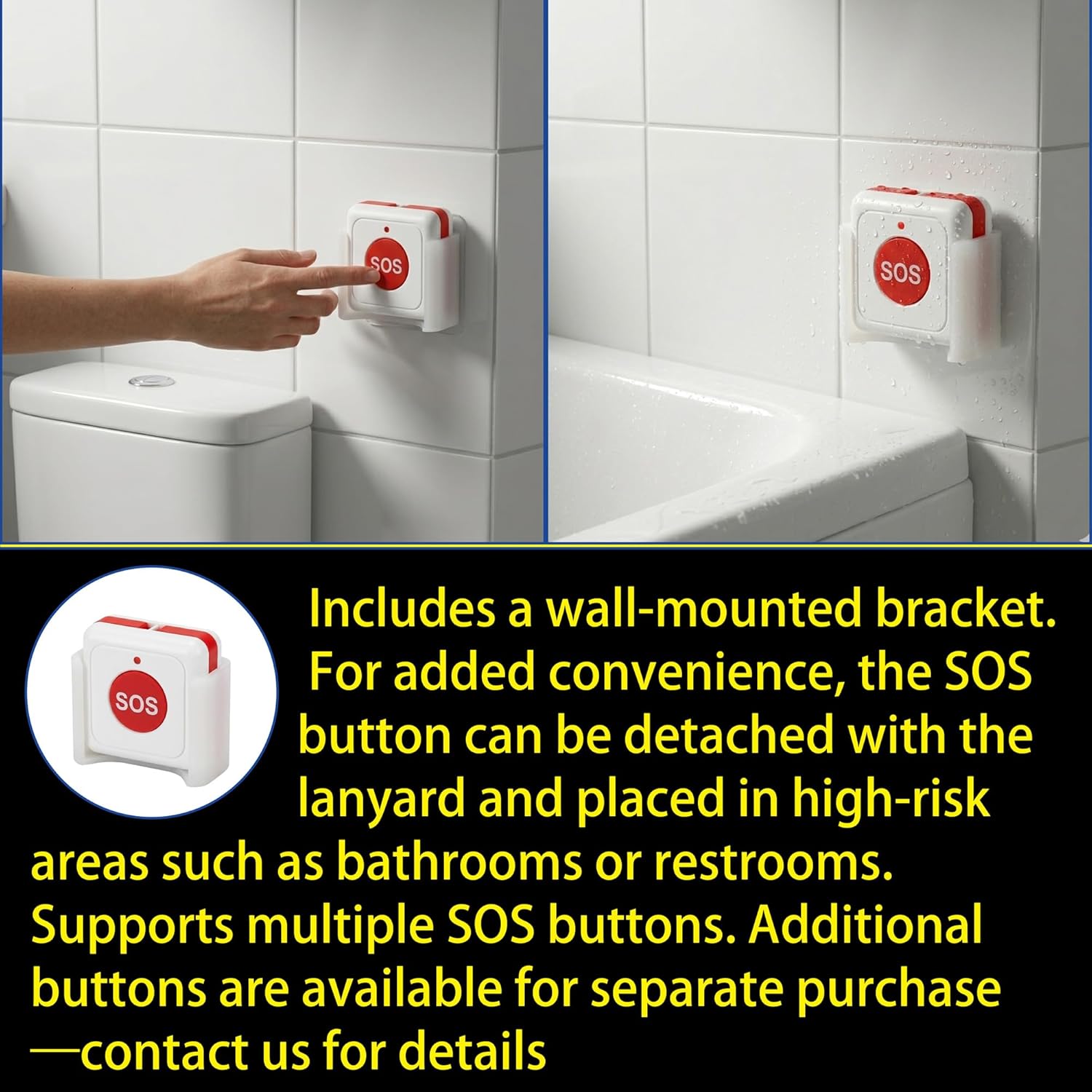4G LTE LifeAlert System for Seniors - No Monthly Fee | Wireless Emergency Call Button with LCD Receiver, Waterproof Wristband, Call Button, Door Alarm