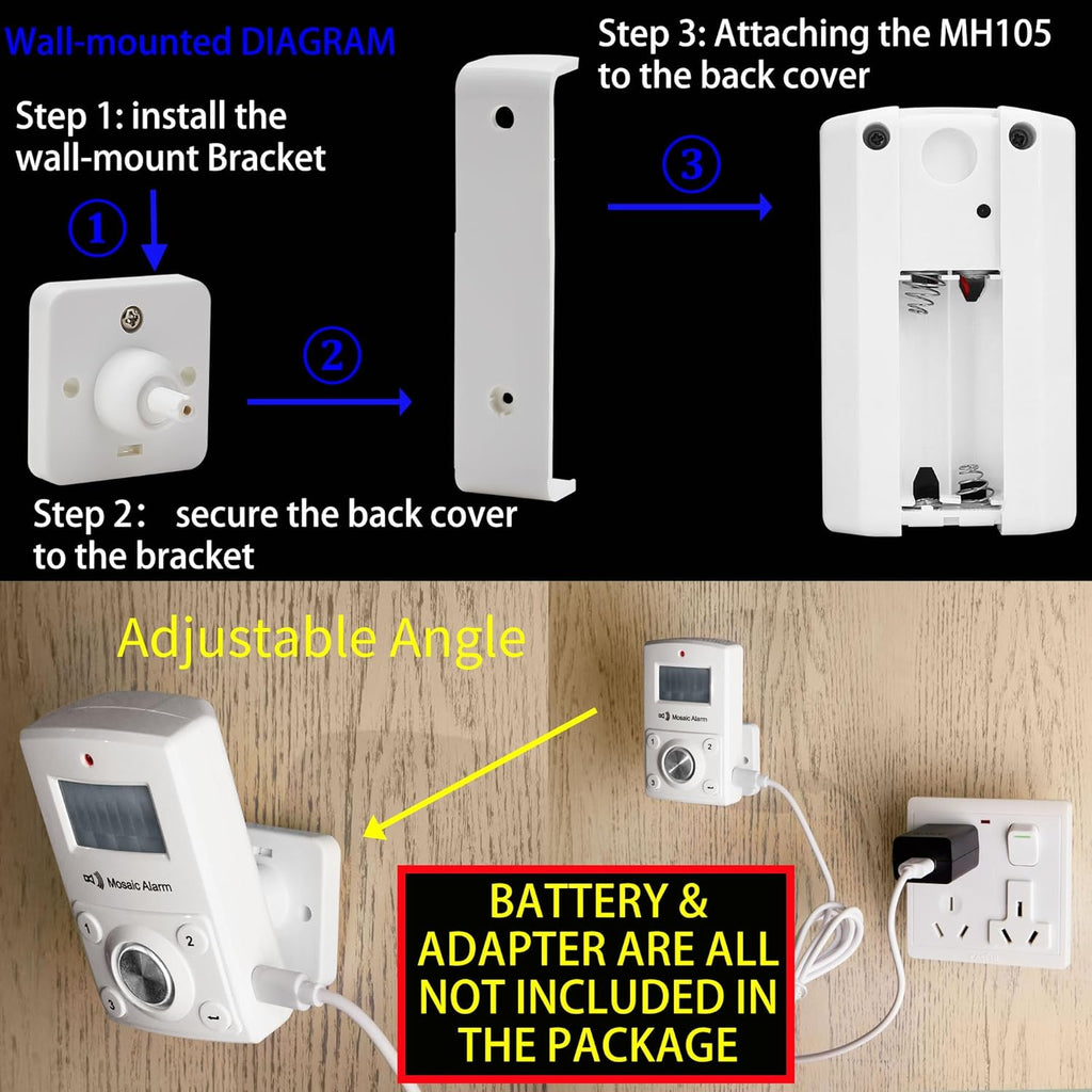 Remote Motion Sensor Alarm -  indoors, garages, sheds, gates, porches, and travel, camping, RVs.