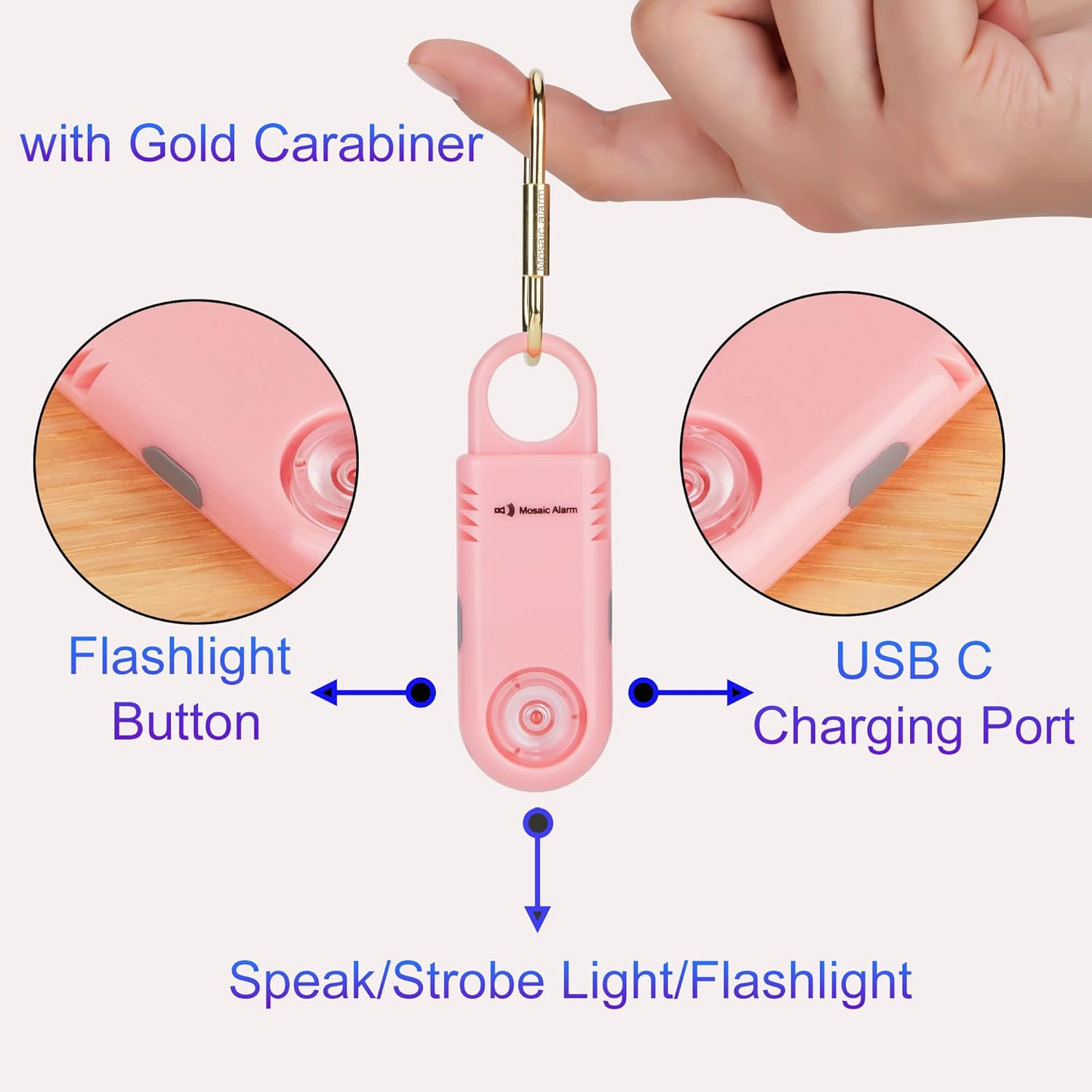 135dB Personal Safety Alarm Keychain with Flashlight