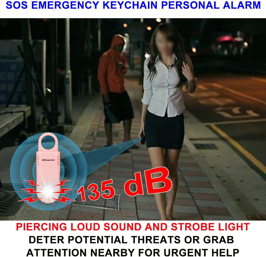 135dB Personal Safety Alarm Keychain with Flashlight