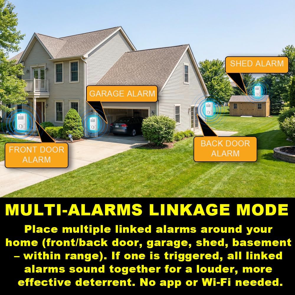 Remote Motion Sensor Alarm -  indoors, garages, sheds, gates, porches, and travel, camping, RVs.